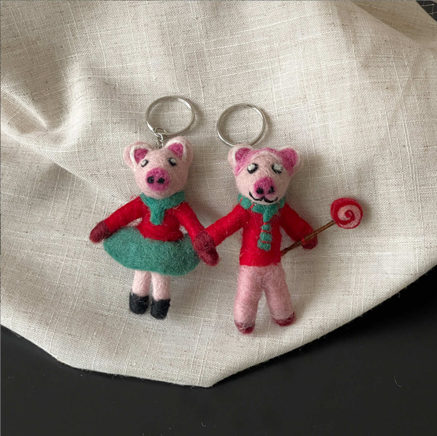 Piggy Girl Wool Felt Pendant