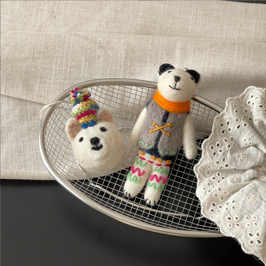 Bear Head Wool Felt Pendant