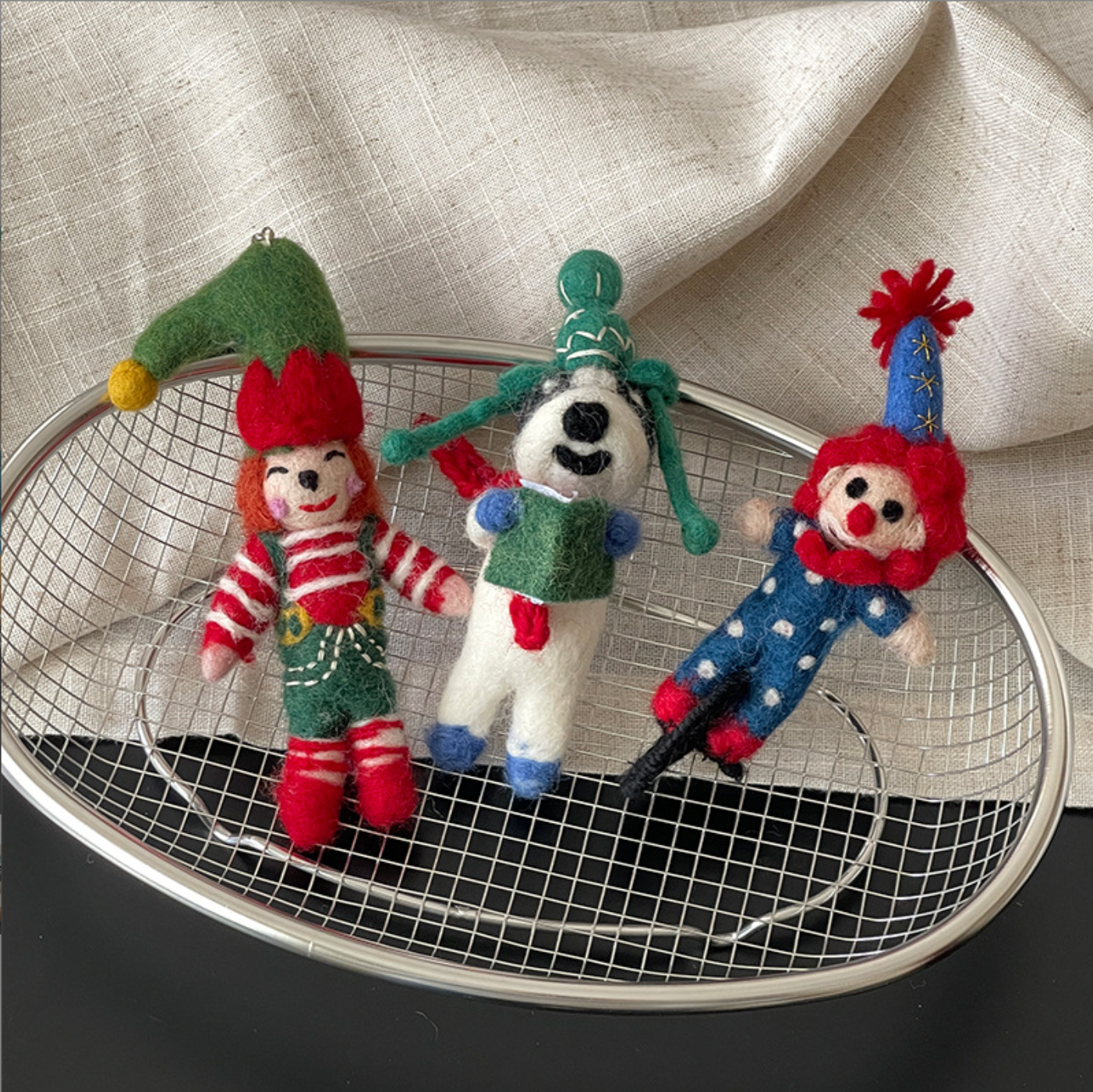 Unicycle Clown Wool Felt Pendant