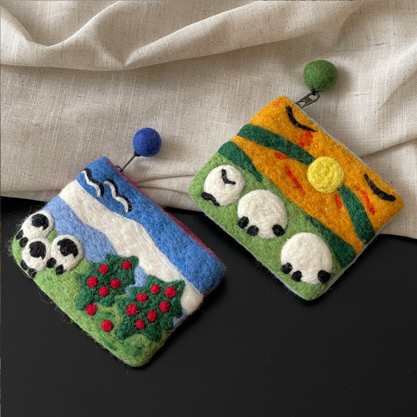 Orange Wool Felt Coin Purse