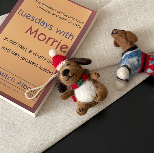 Big-Eared Brown Puppy Wool Felt Pendant