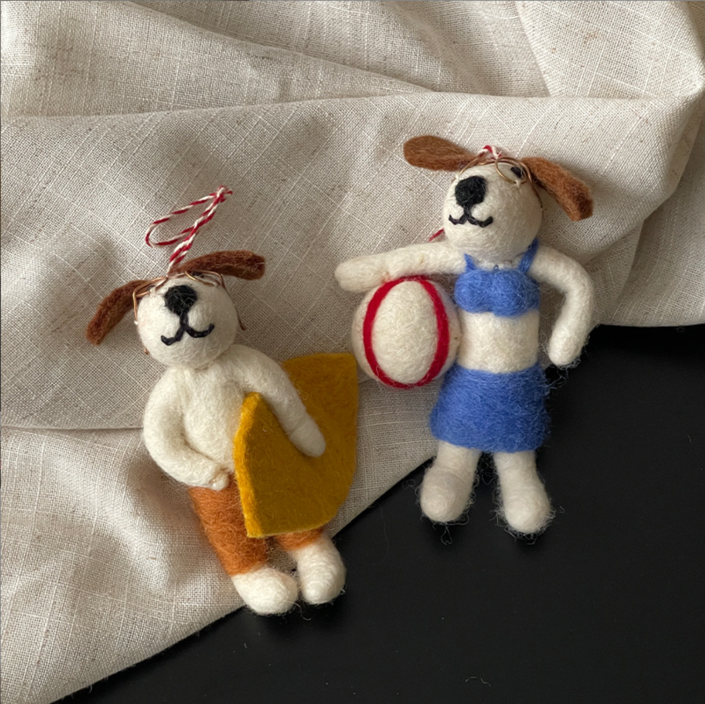Beach Volleyball Dog Wool Felt Pendant
