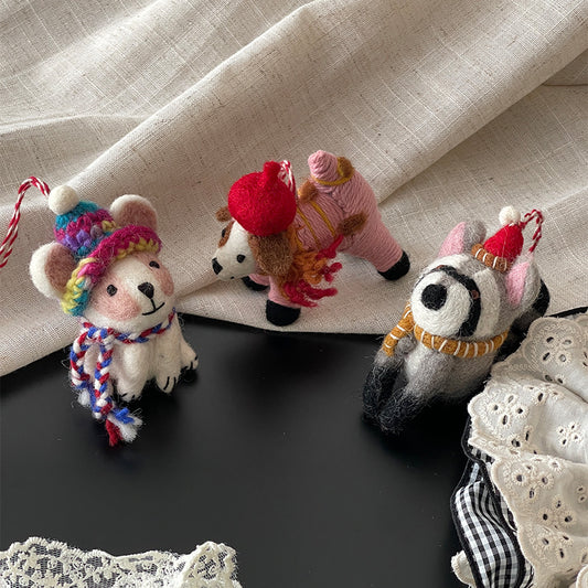 Beret Puppy Wool Felt Pendant