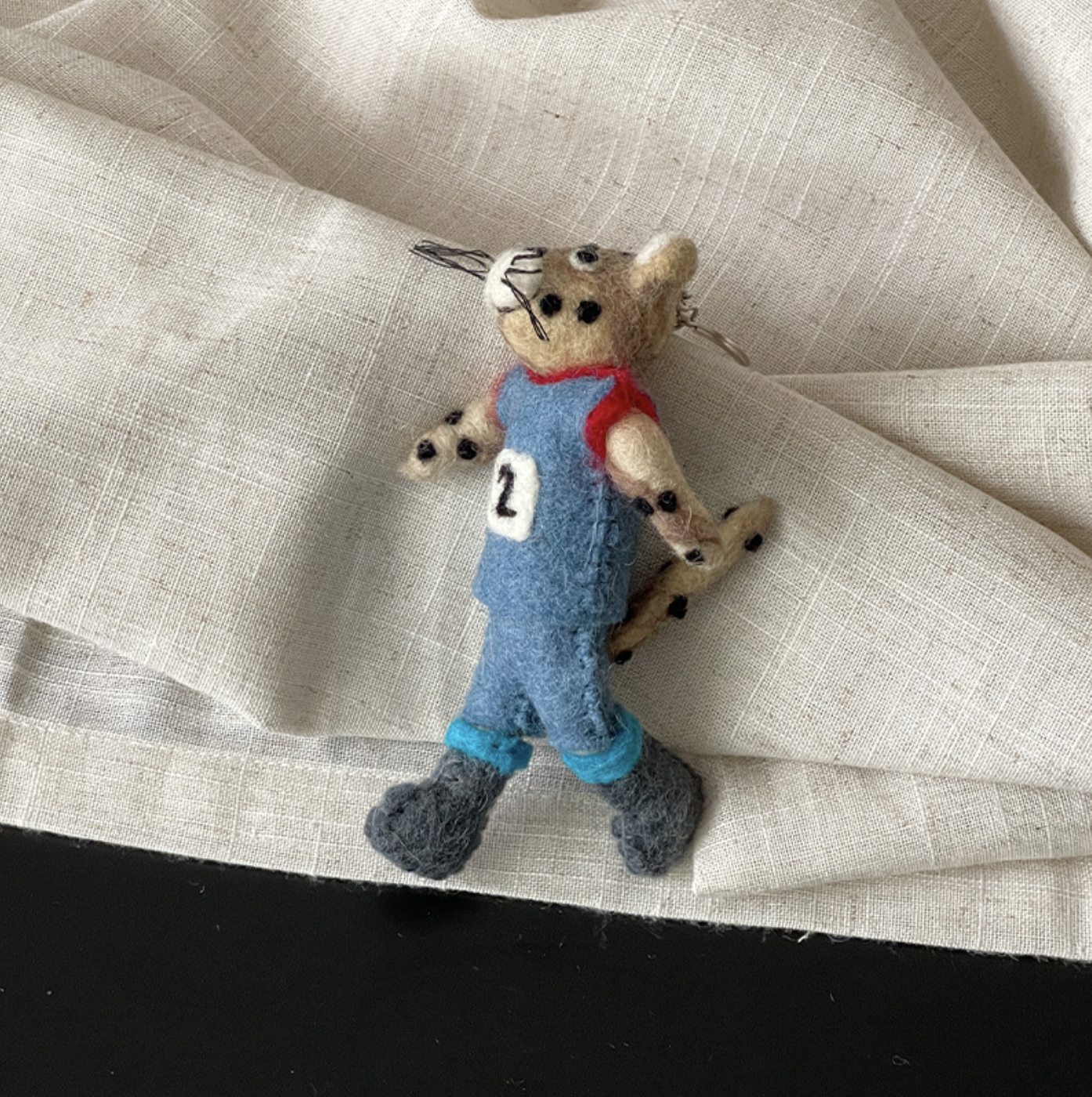Athlete Cheetah Wool Felt Pendant