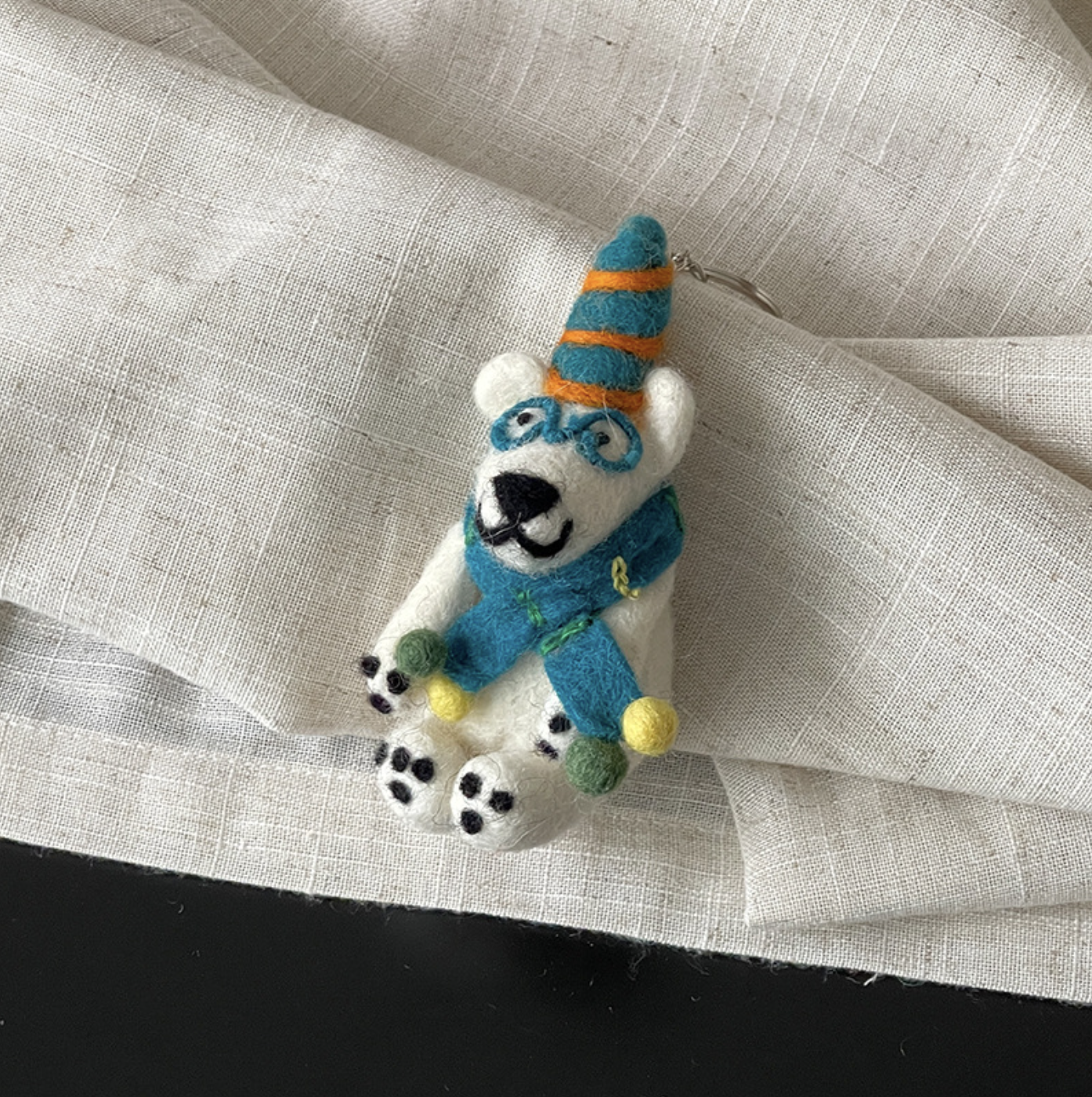 Scarf Polar Bear Wool Felt Pendant