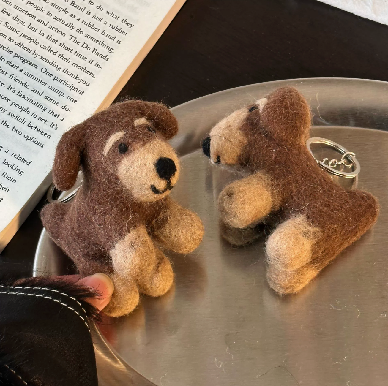 Brown Puppy Wool Felt Pendant