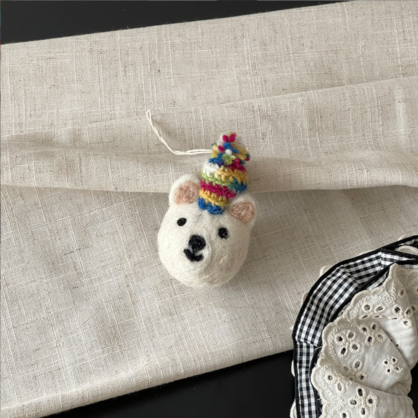 Bear Head Wool Felt Pendant