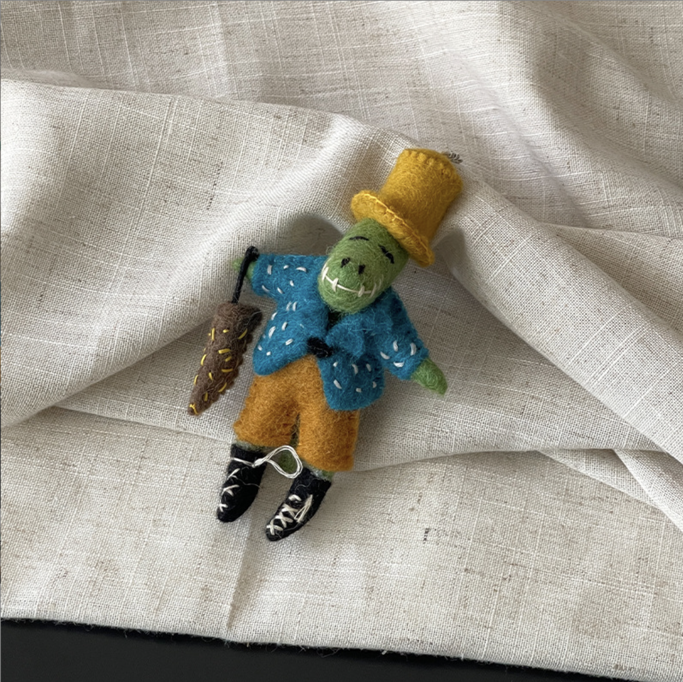 Mr. Umbrella Crocodile Wool Felt Pendant