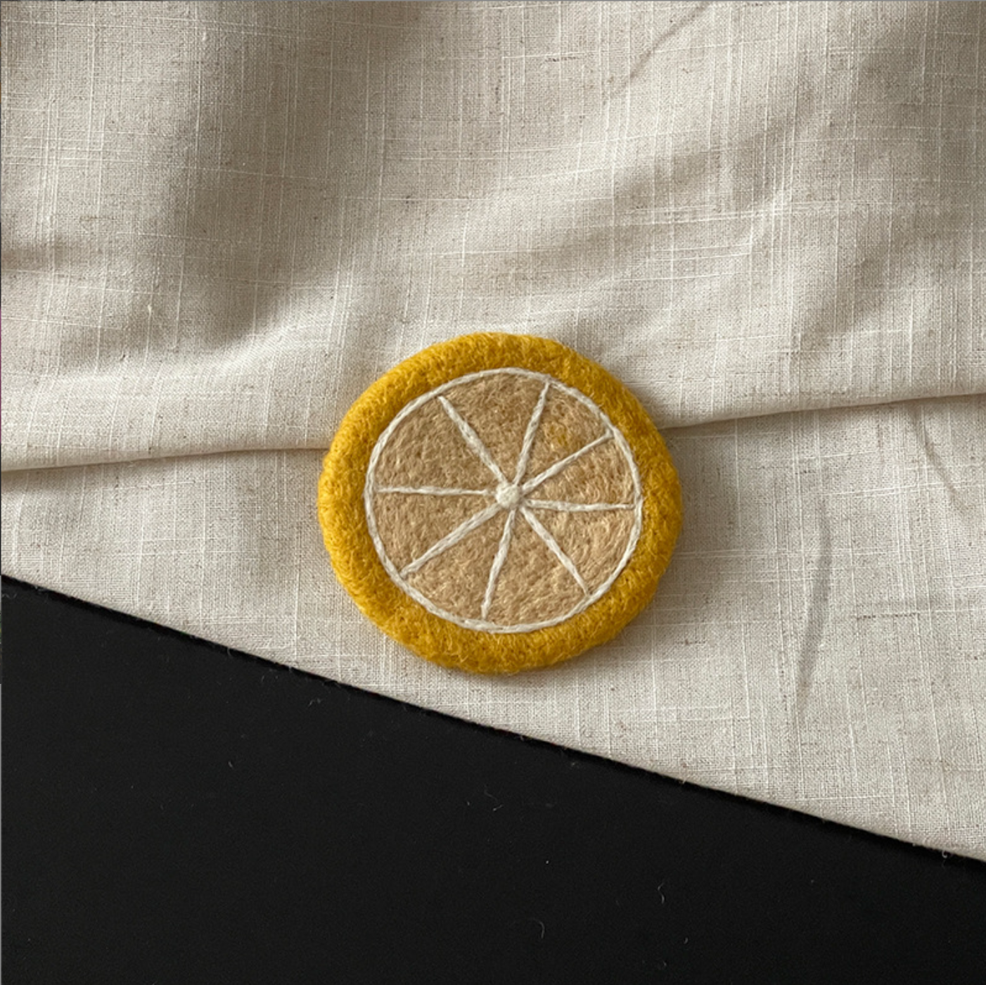 Orange Slice Wool Felt Coaster