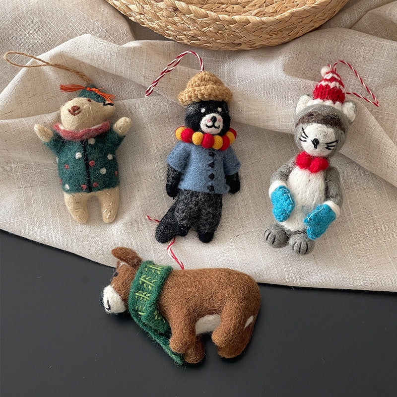 Boxing Cat Wool Felt Pendant