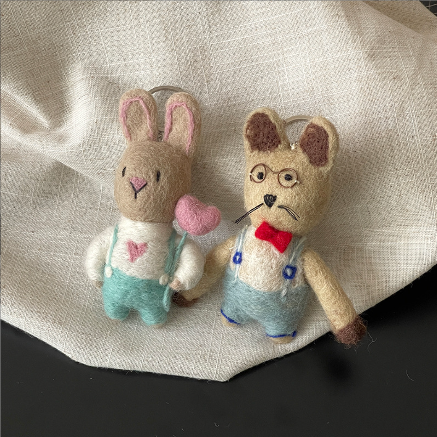 Heart Bunny Wool Felt Pendant