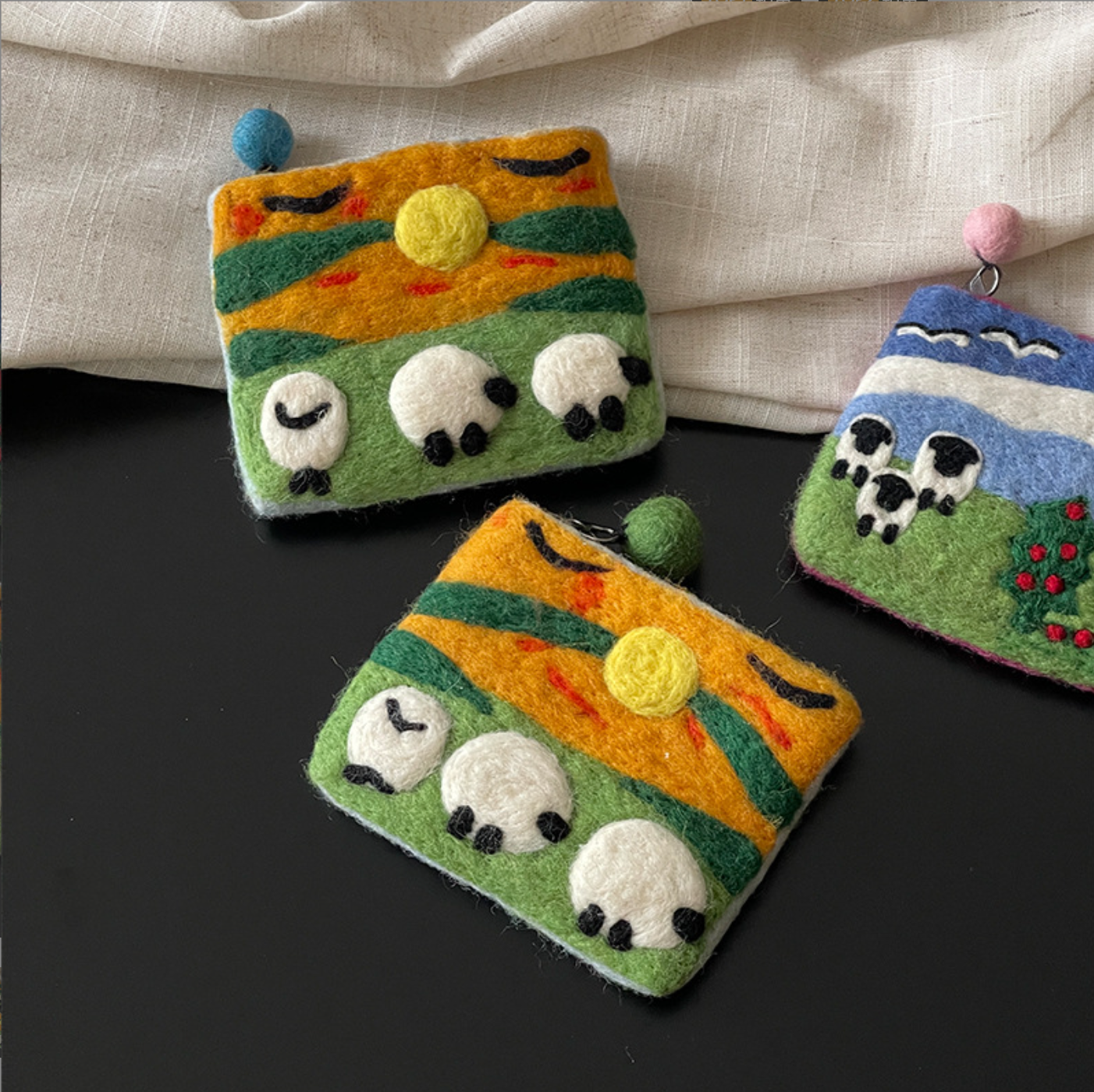 Orange Wool Felt Coin Purse