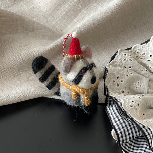 Raccoon Wool Felt Pendant