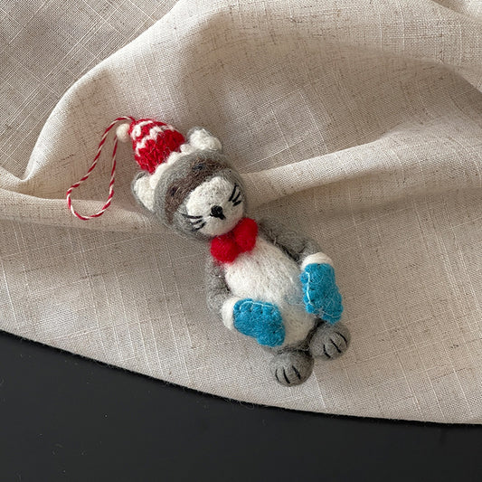 Boxing Cat Wool Felt Pendant