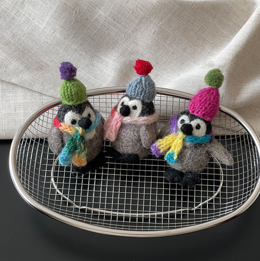 Three Penguins Wool Felt Pendant Set