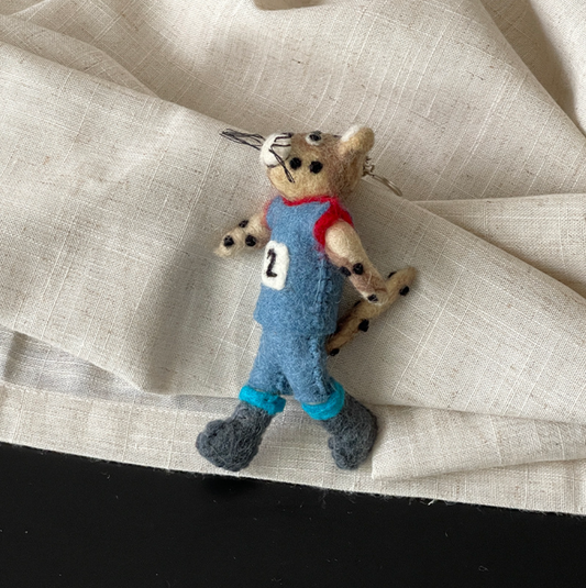 Athlete Cheetah Wool Felt Pendant