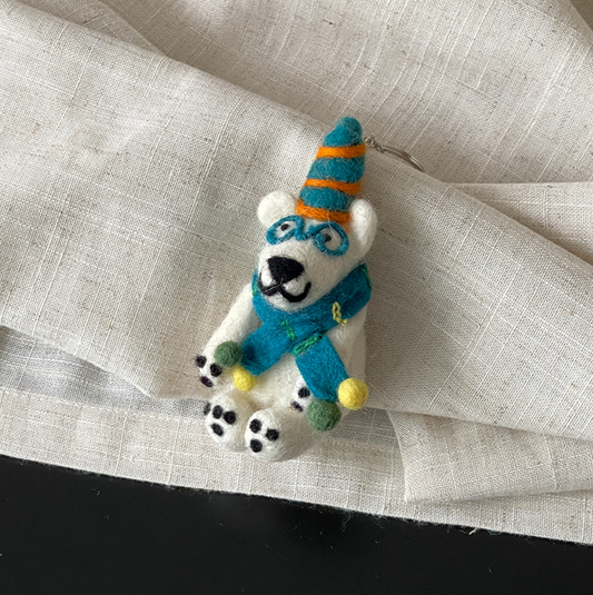 Scarf Polar Bear Wool Felt Pendant