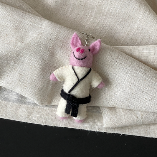 Taekwondo Pig Wool Felt Pendant