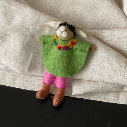 Cloaked Bunny Wool Felt Pendant