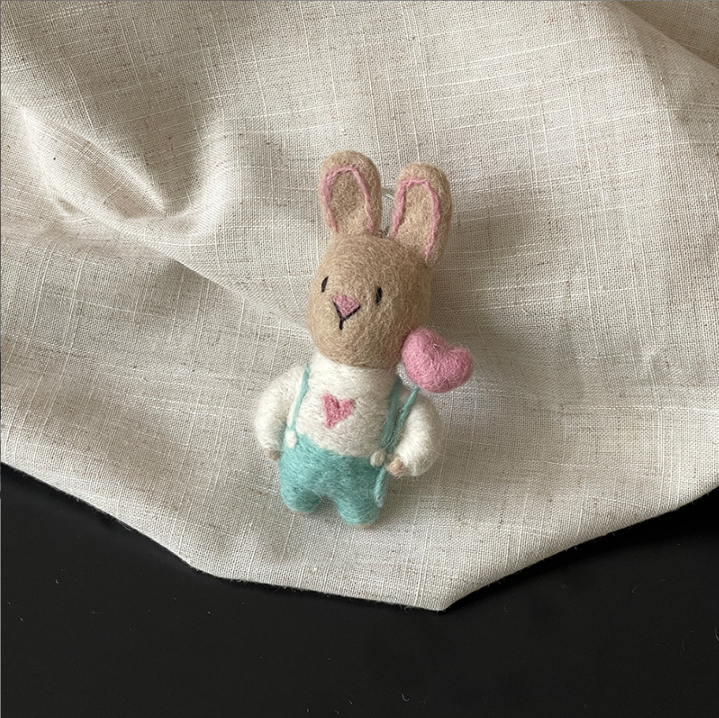 Heart Bunny Wool Felt Pendant