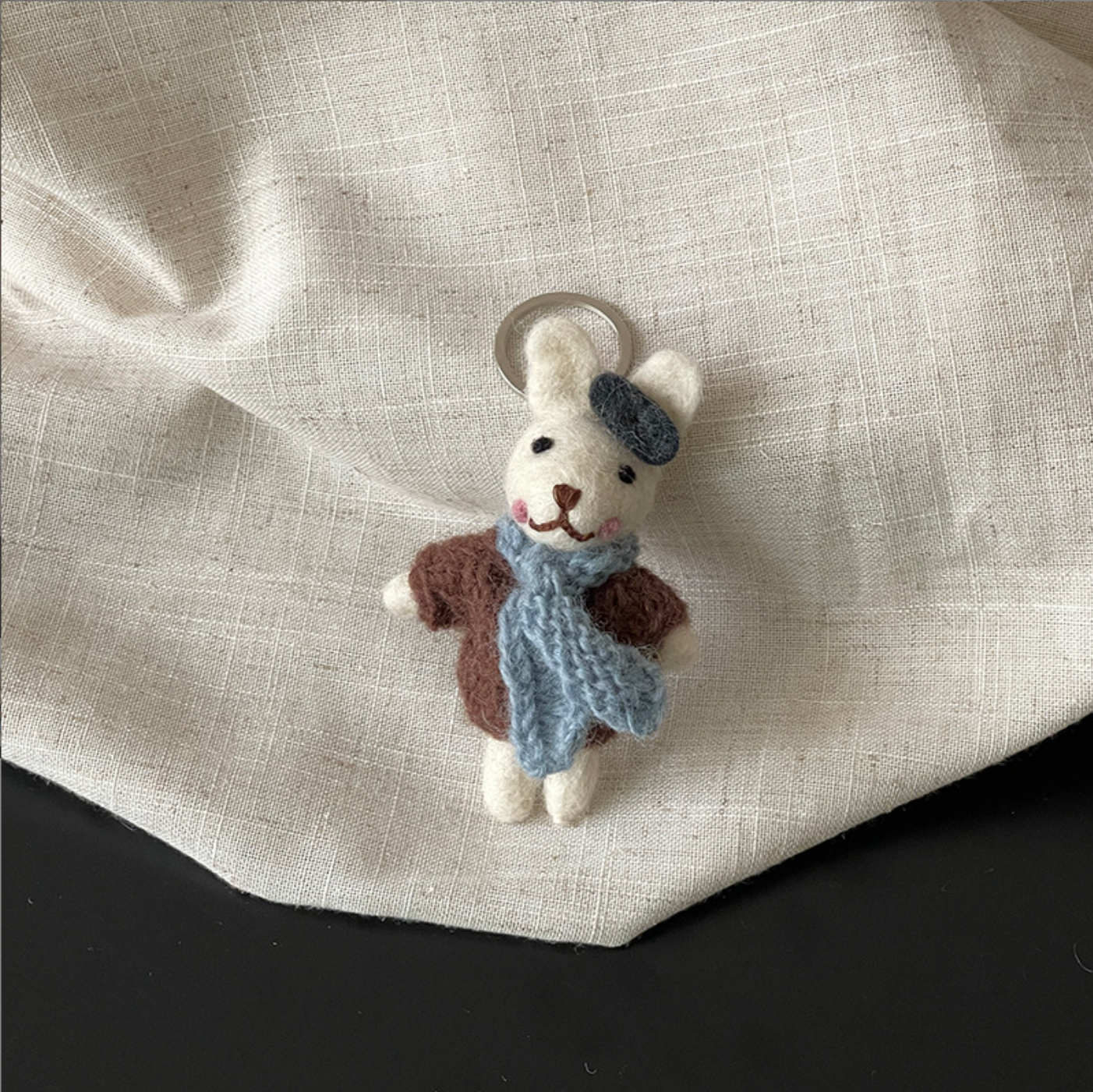 Brown Sweater Bunny Wool Felt Pendant