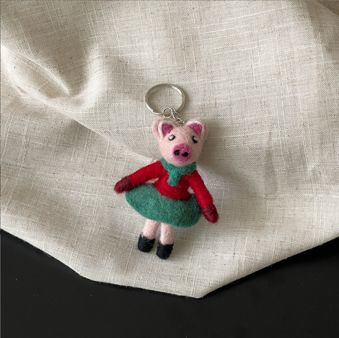 Piggy Girl Wool Felt Pendant