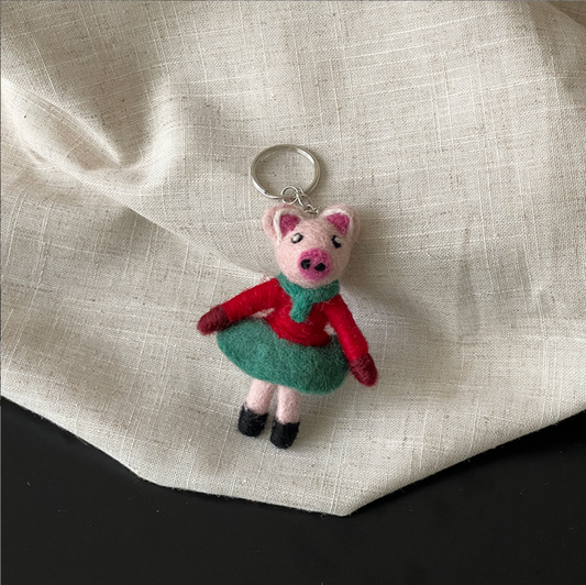 Piggy Girl Wool Felt Pendant