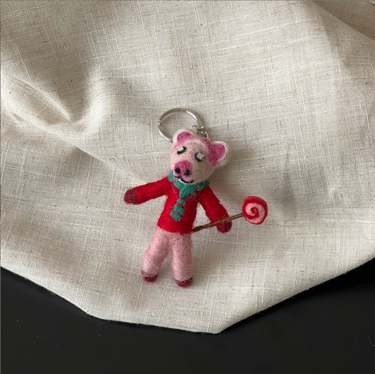 Piggy Boy Wool Felt Pendant