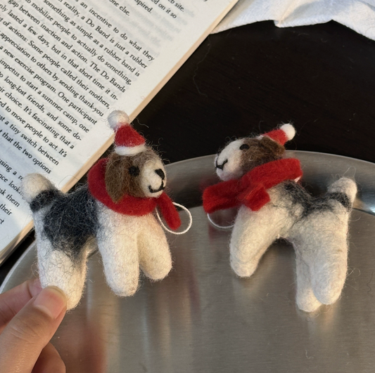 Winter Puppy Wool Felt Pendant