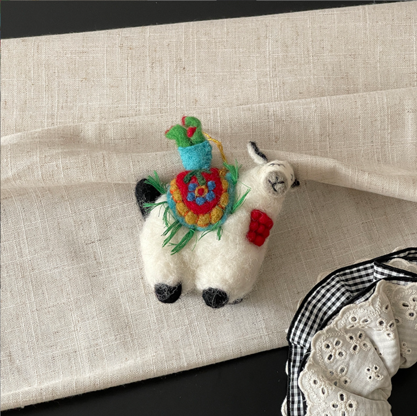 Flower Pot Bottom Alpaca Wool Felt Pendant