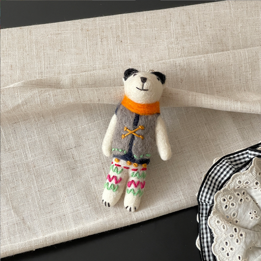 Gray Vest Bear Wool Felt Pendant