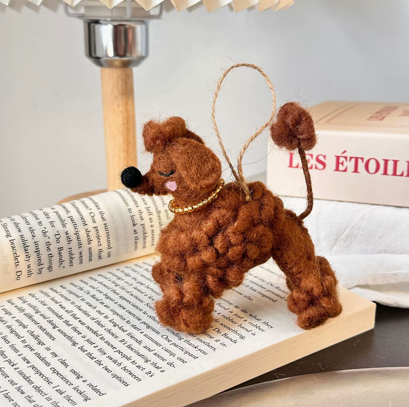 Brown Poodle Wool Felt Pendant