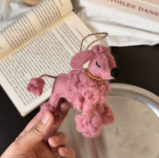 Pink Poodle Wool Felt Pendant
