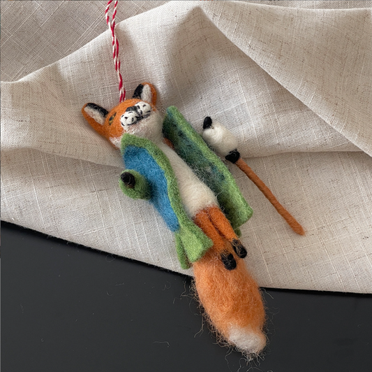 Cane Fox Wool Felt Pendant