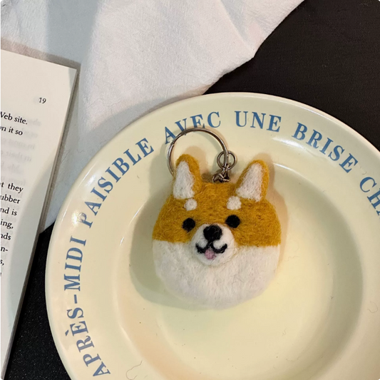 Shiba Inu Head Wool Felt Pendant