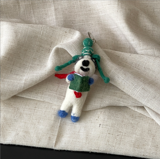 Book-Loving Dog Wool Felt Pendant