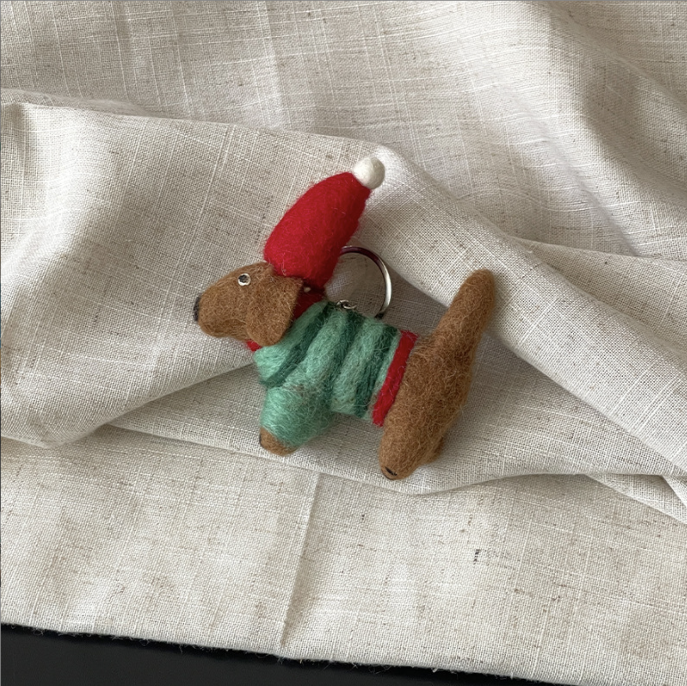 Christmas Puppy Wool Felt Pendant