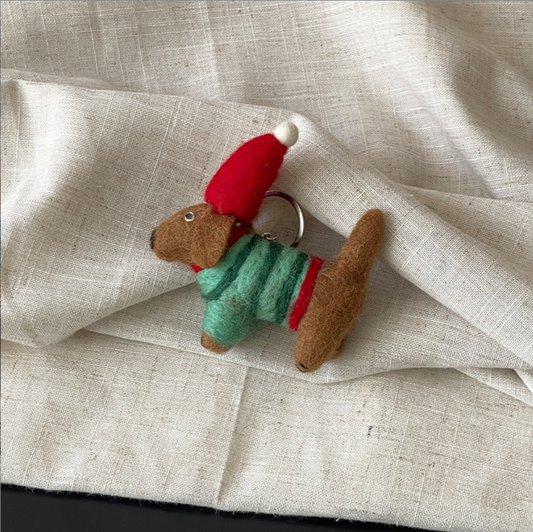 Christmas Puppy Wool Felt Pendant