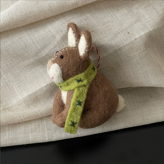 Big Scarf Bunny Wool Felt Pendant