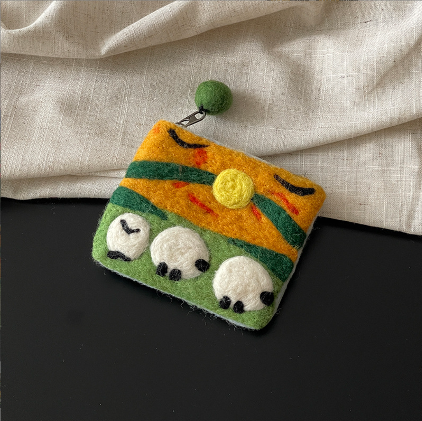 Orange Wool Felt Coin Purse