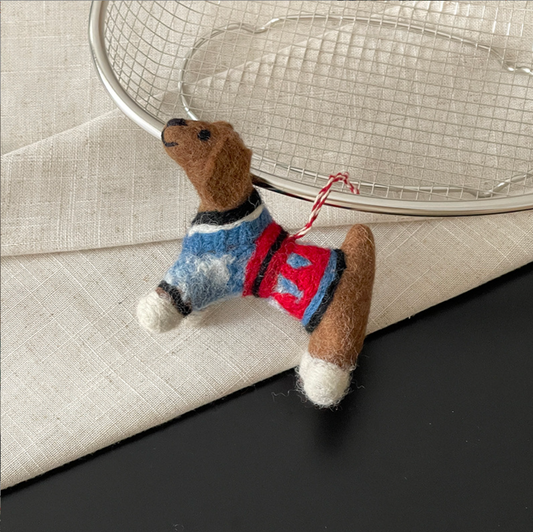Dachshund Wool Felt Pendant