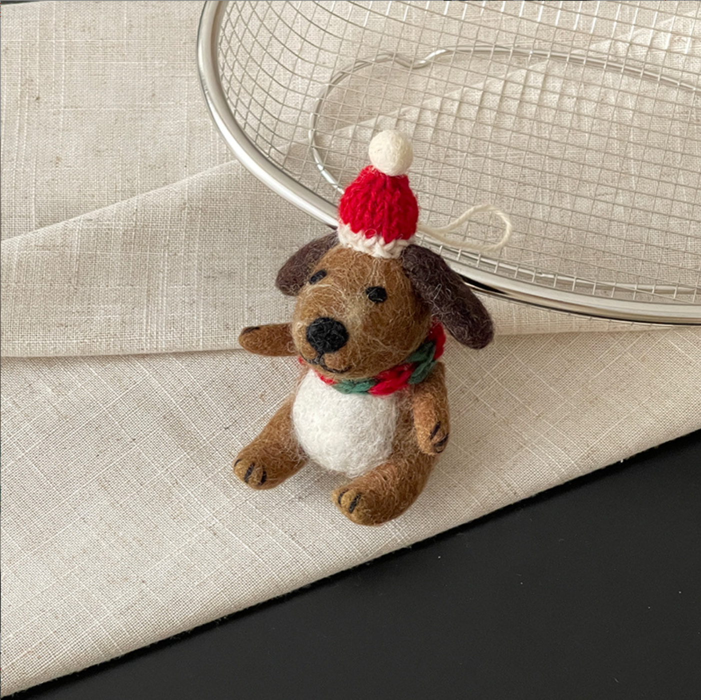 Big-Eared Brown Puppy Wool Felt Pendant