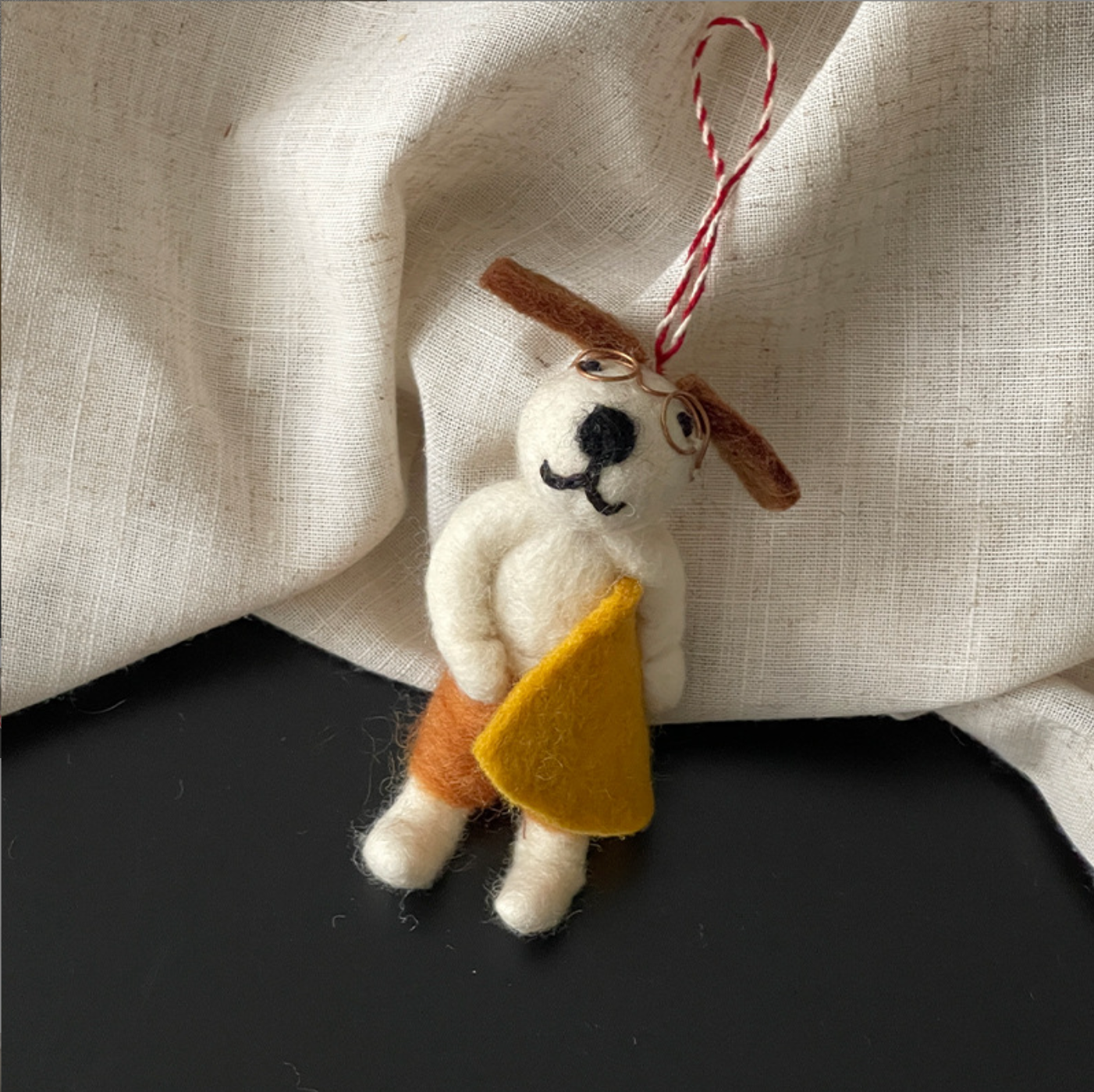 Surfing Dog Wool Felt Pendant
